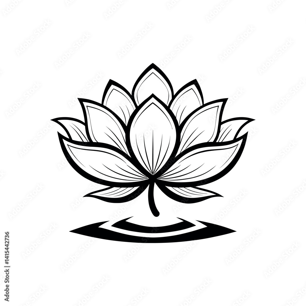 Fototapeta premium Lotus flower silhouette logo vector line art logo design