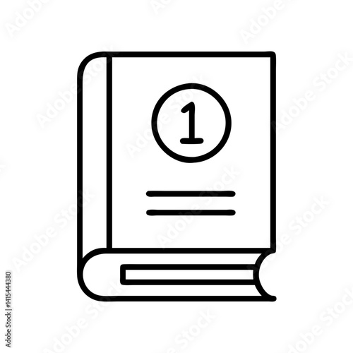Book illustration educational textbook with number one for learning and study guide icon