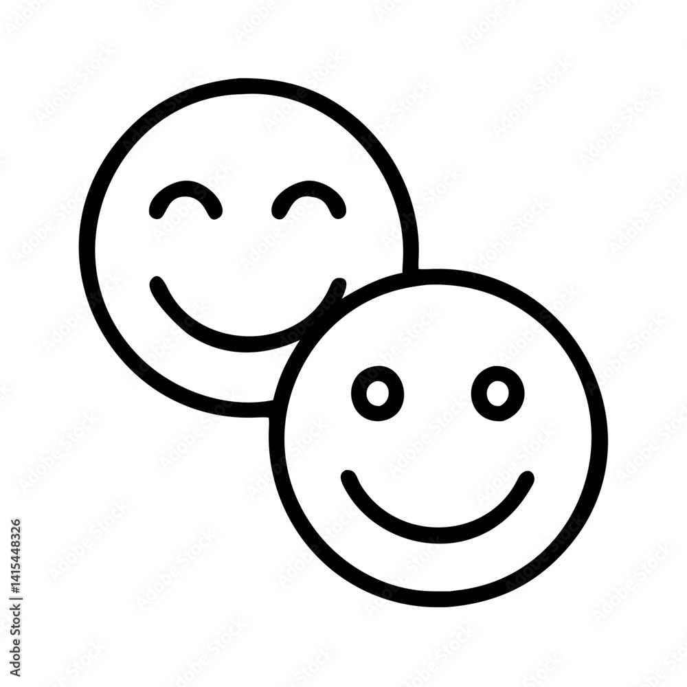 Fototapeta premium Find two happy faces icon vector illustration design for positive emotion and expression concept