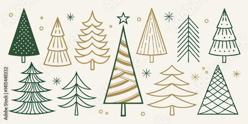 Christmas trees set seamless pattern vector illustration for winter holiday decoration