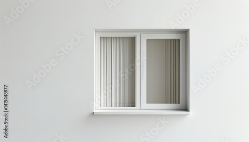 Obraz na płótnie Bright indoor space features a modern minimalist window with clean lines, revealing simple curtains and a neutral color palette that enhances the room's airy feel w salonie