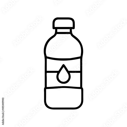 Outline drawing of a plastic water bottle for hydration and healthy lifestyle concept design vector