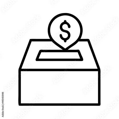 Donate money box charity donation fundraising finance dollar symbol give support outline icon