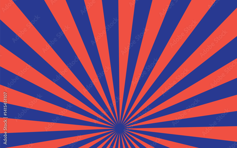 Fototapeta premium Pop art red burst background. Sunbeam comic book radial lines superhero action explosion lightning blast backdrop with halftone dots. Anime manga retro vintage background 