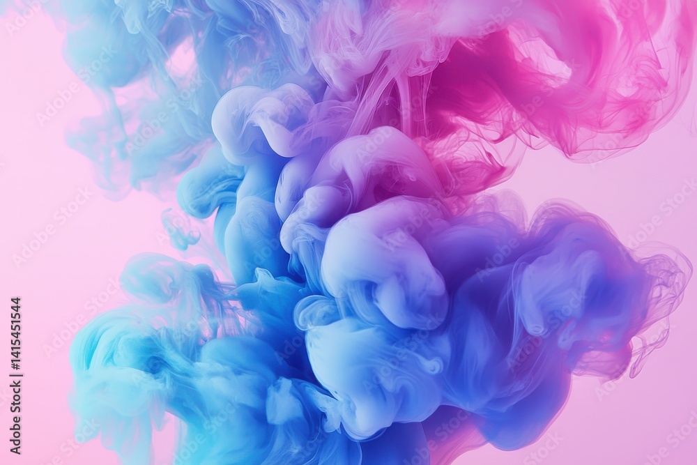 Fototapeta premium Colorful Swirling Smoke Clouds in Pink and Blue Hue Background