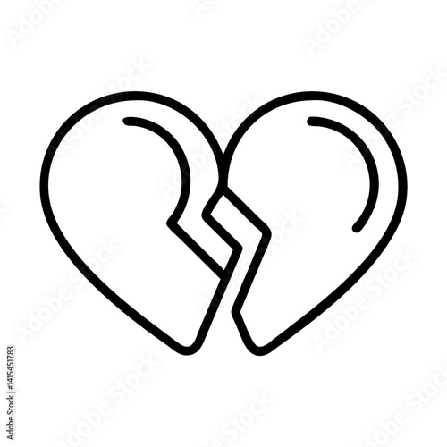 Broken heart outline vector icon illustration, love and relationship concept for graphic design, art