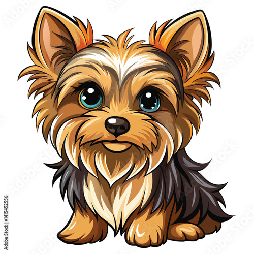 Cute yorkshire terrier dog clipart isolated on white background