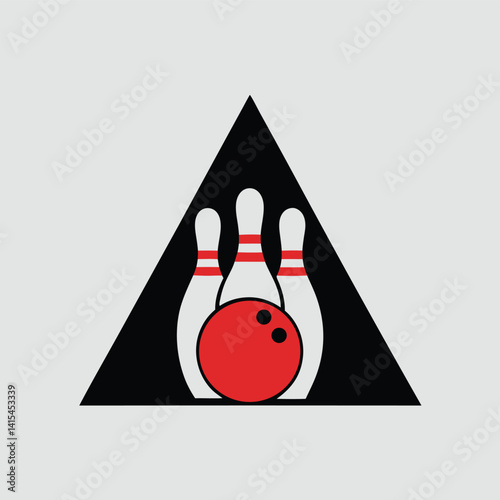 Abstract Bowling Pins and Ball in Black Triangle