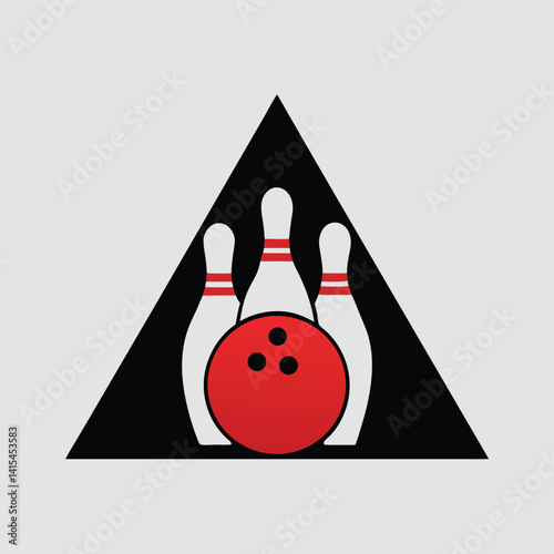 Bowling Pins and Ball in Black Triangle Graphic