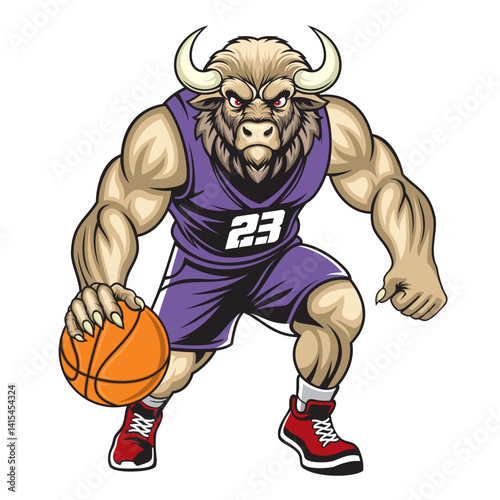 basketball mascot vector illustration buffalo basketball design