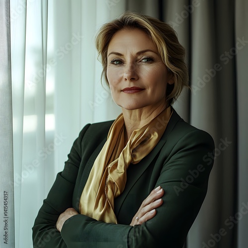 Thoughtful Business Executive Looking Out of a Window