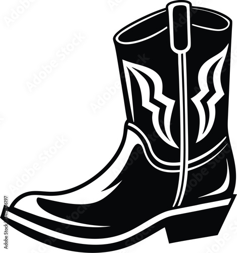 "Cowboy Boot silhouette vector, Cowboy boot icon vector illustration, silhouette on white background 
"