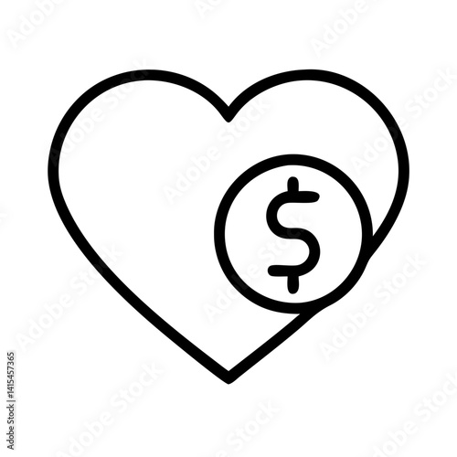 Financial donation and charity concept with heart and dollar sign for fundraising campaign