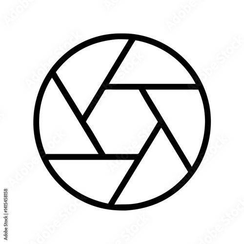 Camera lens aperture diaphragm icon vector illustration for photography and video use cases