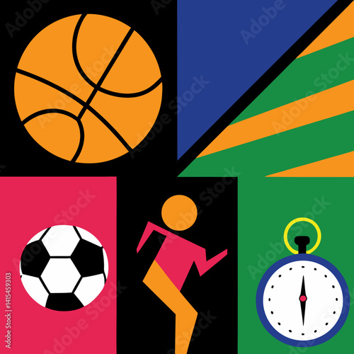 Dynamic Sports Activities Urban Playground Graphic Illustration Colorful Design Creative Perspective Engaging Concept