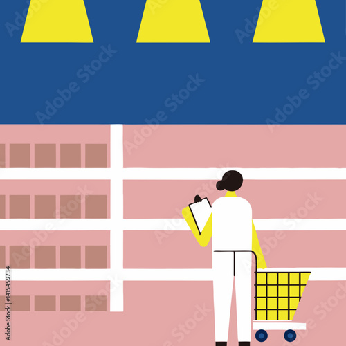 Shopping Experience Grocery Store Illustration Bright Environment Side View Consumer Behavior