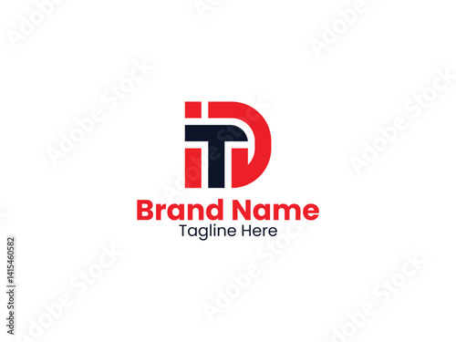 DT letter logo design vector. DT Letter Logo Design. Initial letters TD logo icon. Abstract letter DT logotype logo design template. TD logo  photo