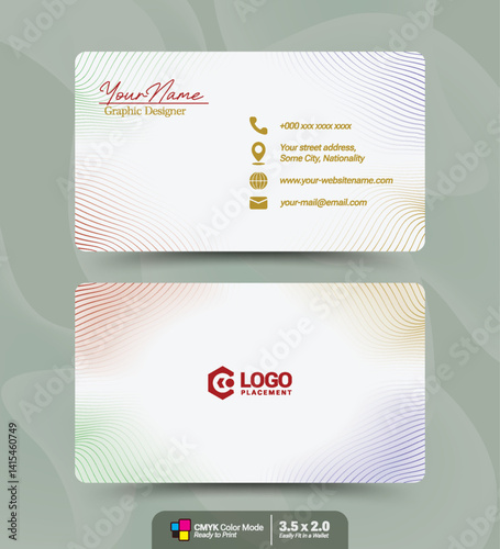 Business card design template with abstract geometric background style