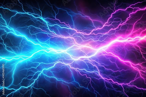 Colorful Lightning Strike with Multicolor Electric Background