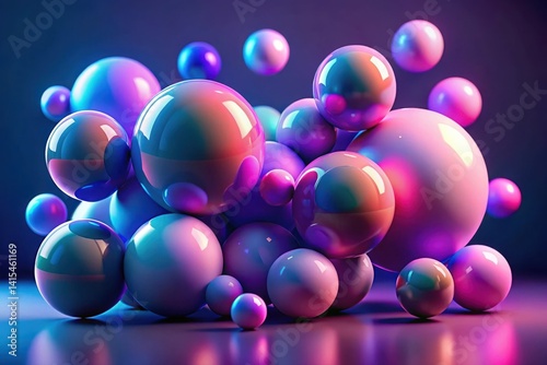 3D Colorful Spheres on Vibrant Blue Abstract Background