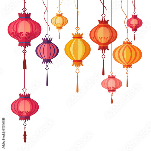 simple cartoon indian kandil lantern for diwali festival vector illustration isolated transparent background