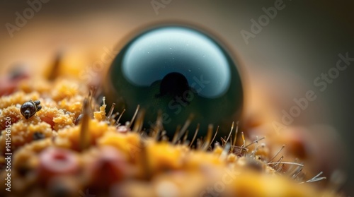 Dark Orb on Textured Surface: A Macro Close-up