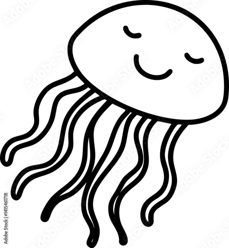 cheerful jellyfish with flowing tentacles creates playful atmosphere for children and doodles