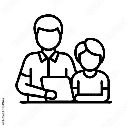 Illustration of teacher helping student with homework tutoring education learning study guide