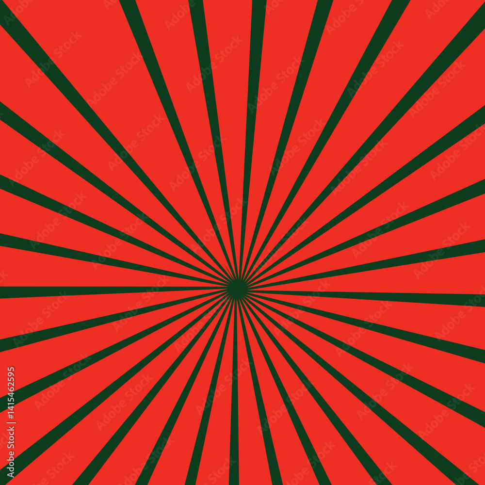 Obraz premium Pop art red burst background. Sunbeam comic book radial lines superhero action explosion lightning blast backdrop with halftone dots. Anime manga retro vintage background 