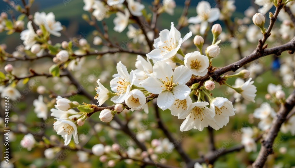 The delicate white petals of the tung flower bloom in the countryside, filling the morning air with a sweet and intoxicating fragrance. The delicate white petals of the tung flower bloom in the countryside, filling the morning air with a sweet and intoxicating fragrance.