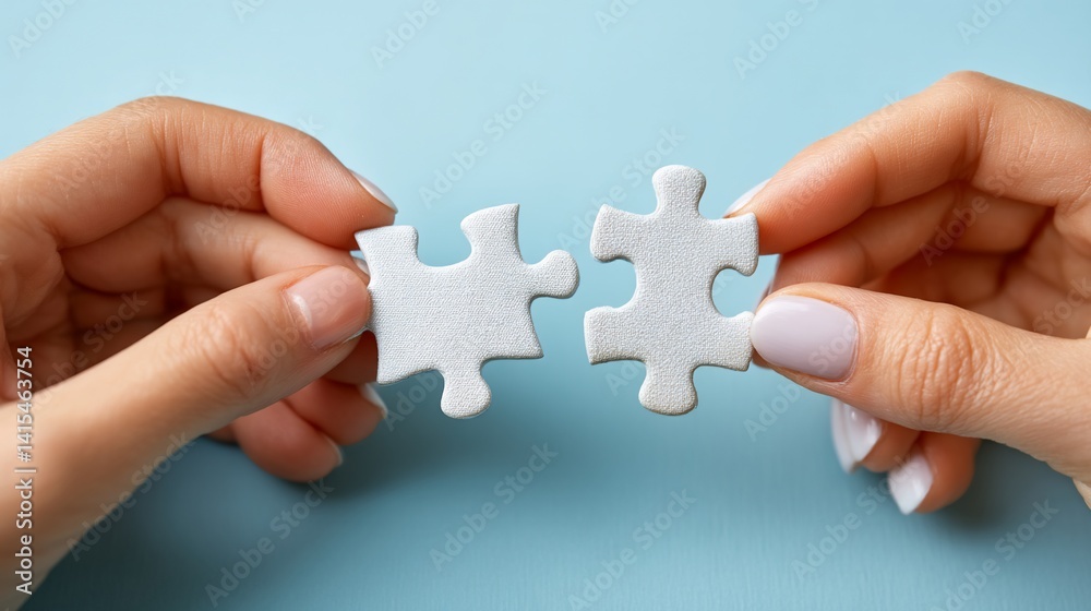 Two puzzle pieces held together Two puzzle pieces held together