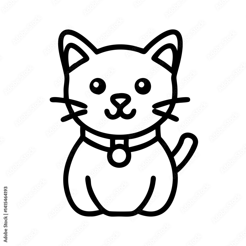 Naklejka premium Cute cat outline drawing vector illustration for pet lovers and animal graphic design projects