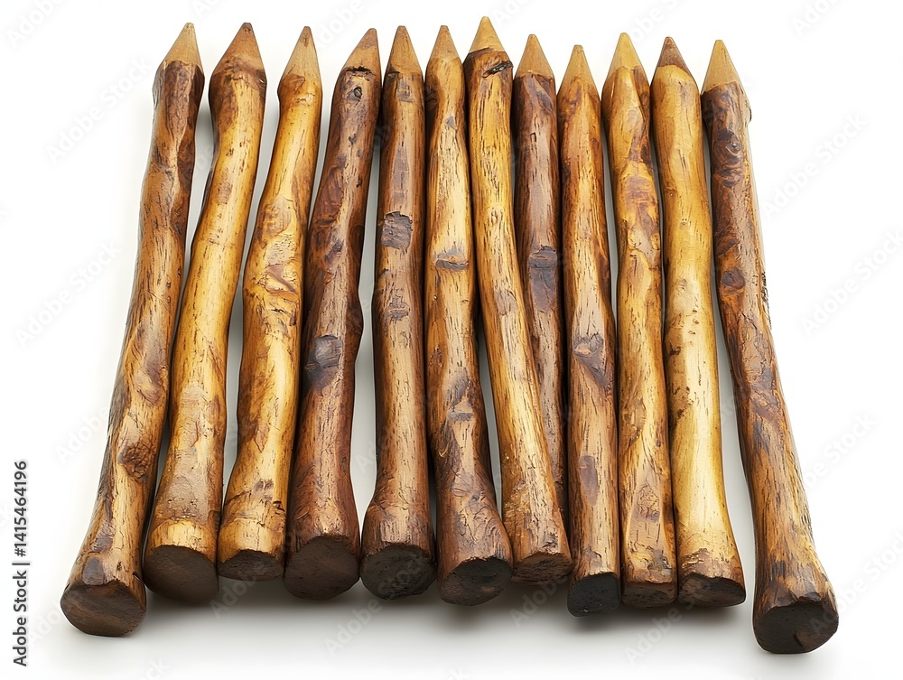Neatly Arranged Wooden Pencils on a White Surface for Creative Concepts Neatly Arranged Wooden Pencils on a White Surface for Creative Concepts