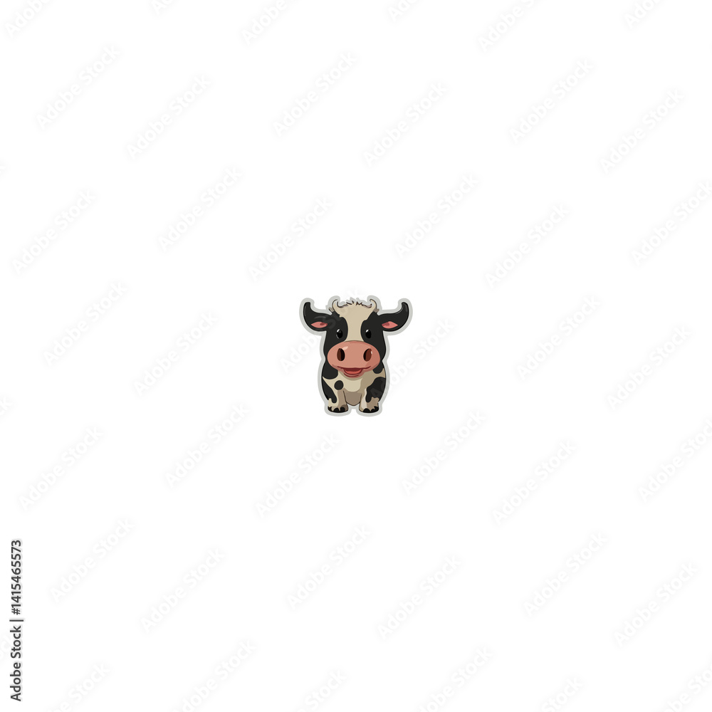 Fototapeta premium Printable sticker pictures about cartoon animated minimal cow animals