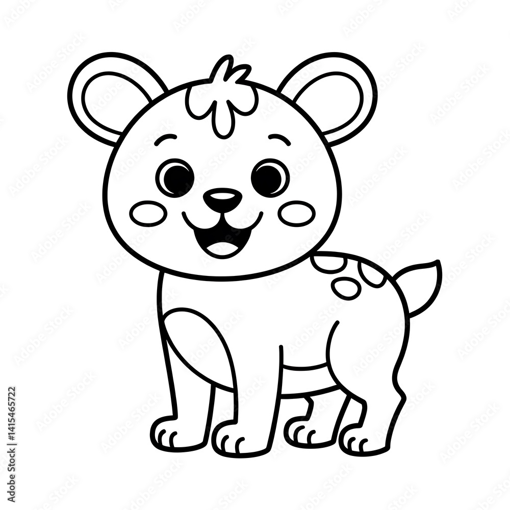 Naklejka premium Cute Animals Coloring page, black and white