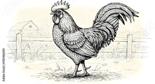 rooster in the grass