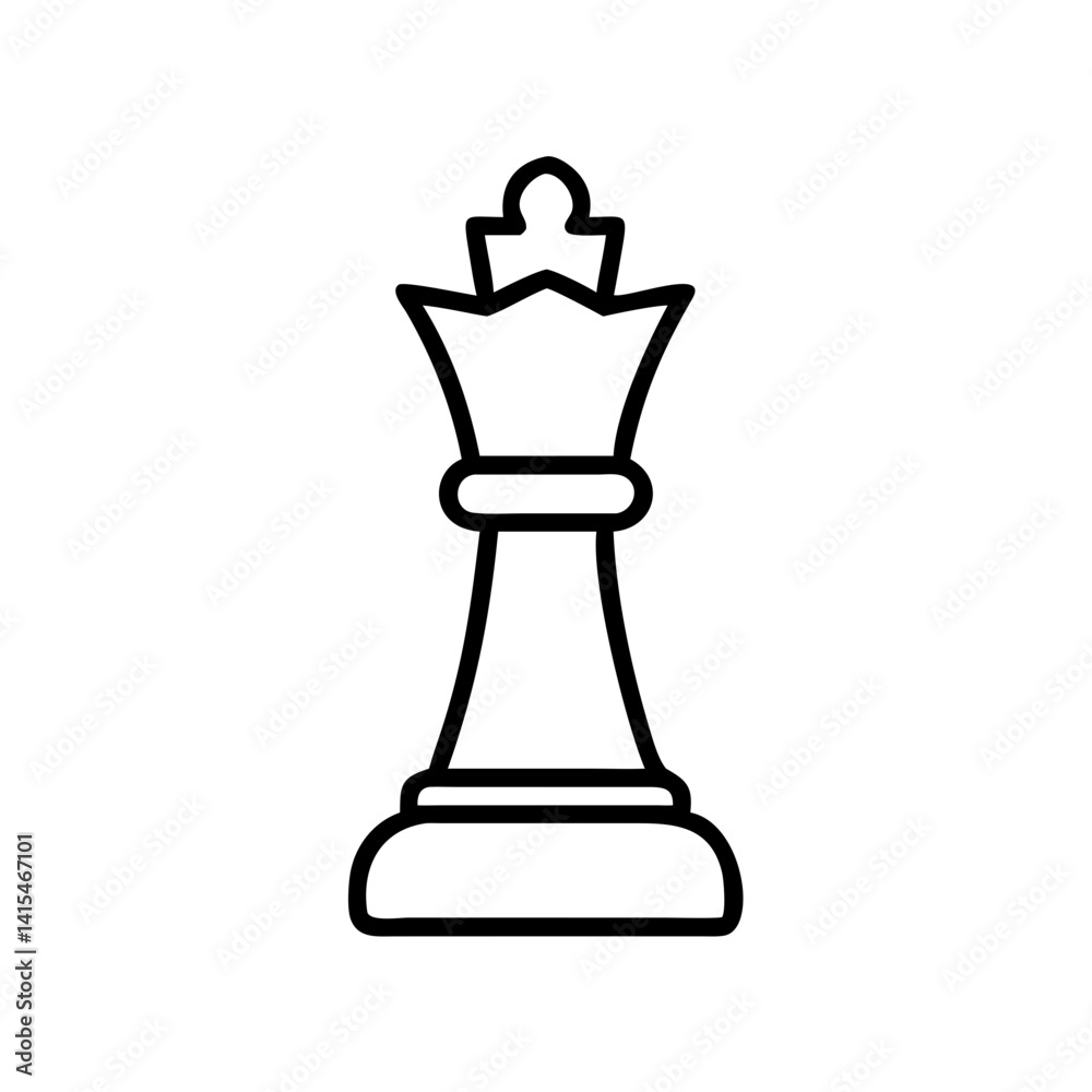 Chess king icon in minimal black line style on white background Chess king icon in minimal black line style on white background