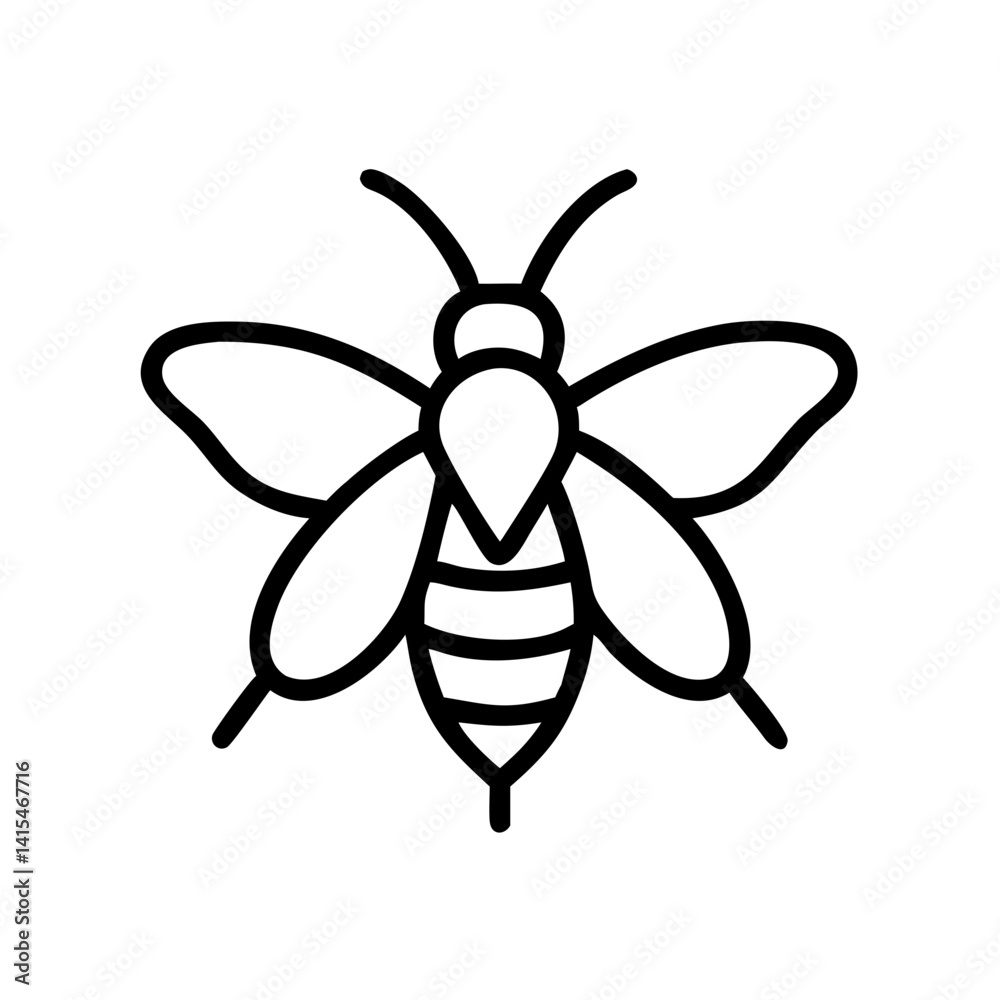 Wasp icon in minimal black line style on white background Wasp icon in minimal black line style on white background