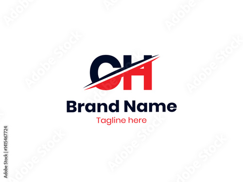 Free Download Vector CH logo design is divided by a line. Creative CH letter logo design with Red and Black colors. CH Logo Design. Initial letters HC logo  - GFXLoad