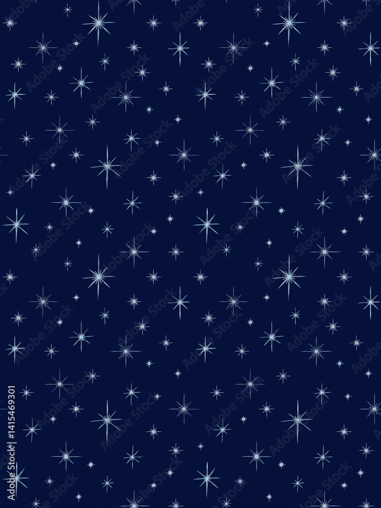 Obraz premium Seamless pattern with simple snowflakes and stars.