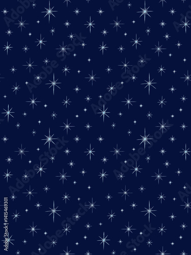 Seamless pattern with simple snowflakes and stars.