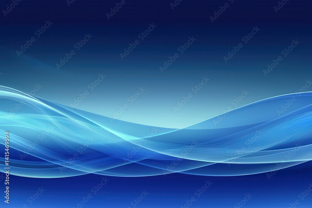 Serene Blue Abstract Waves with Soft Gradients and Flowing Lines