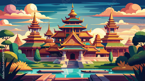 Ancient City temples, Muang Boran in Bangkok Thailand