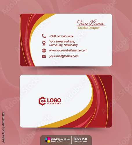 Business card design template with abstract geometric background style