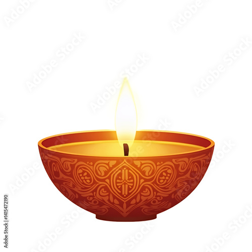 simple cartoon traditional diya oil lamp diwali festival vector illustration transparent background isolated