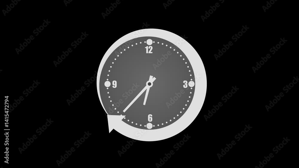 Minimalist Clock Isolated with Time Progression Arrow, Minimalist isolated of a clock with an arrow indicating time progression Minimalist Clock Isolated with Time Progression Arrow, Minimalist isolated of a clock with an arrow indicating time progression