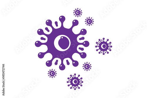 Cancer cell vector silhouette isolated in white background 