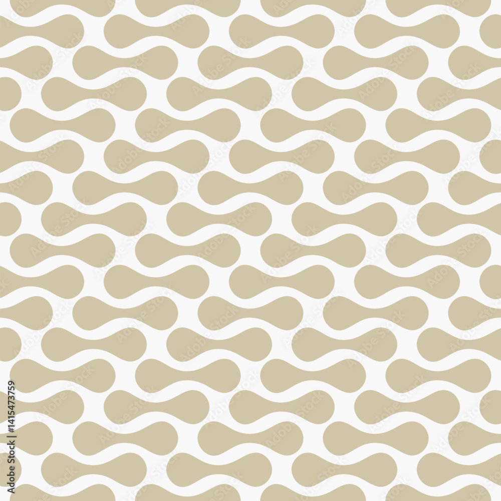 Abstract vector geometric seamless pattern. Simple gold and white background with rounded organic shapes, curved lines. Stylish minimal golden texture. Elegant repeated geo design for print, wrapping