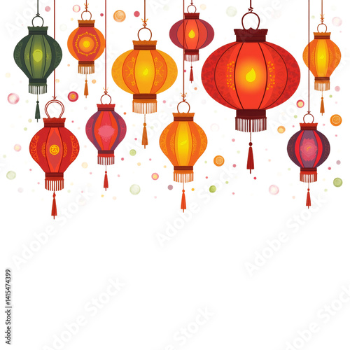 simple cartoon indian kandil lantern for diwali festival vector illustration isolated transparent background