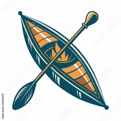 Kayak Silhouette Vintage Graphic Art 